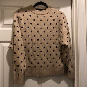 Taupe polka dot oversized sweater